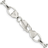 925 White Gold 8 mm Polished Chain Necklace, Solid alternate angle