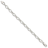 925 White Gold 8 mm Polished Chain Bracelet, Solid