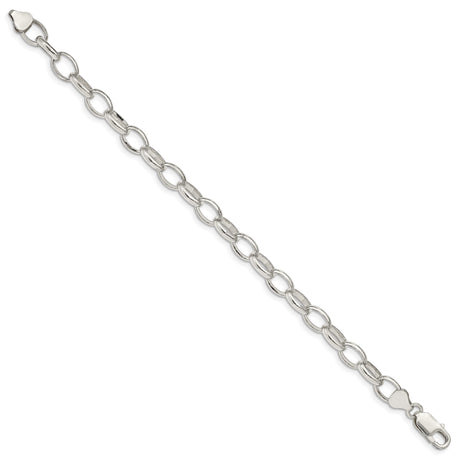 925 White Gold 8 mm Polished Chain Bracelet, Solid