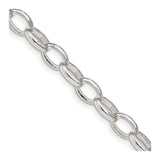 925 White Gold 8 mm Polished Chain Necklace, Solid detail view