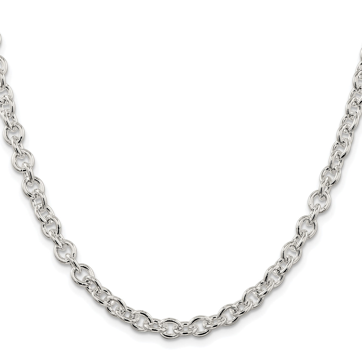 925 White Gold 6.1 mm Polished Chain Necklace
