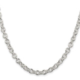 925 White Gold 6.1 mm Polished Chain Necklace