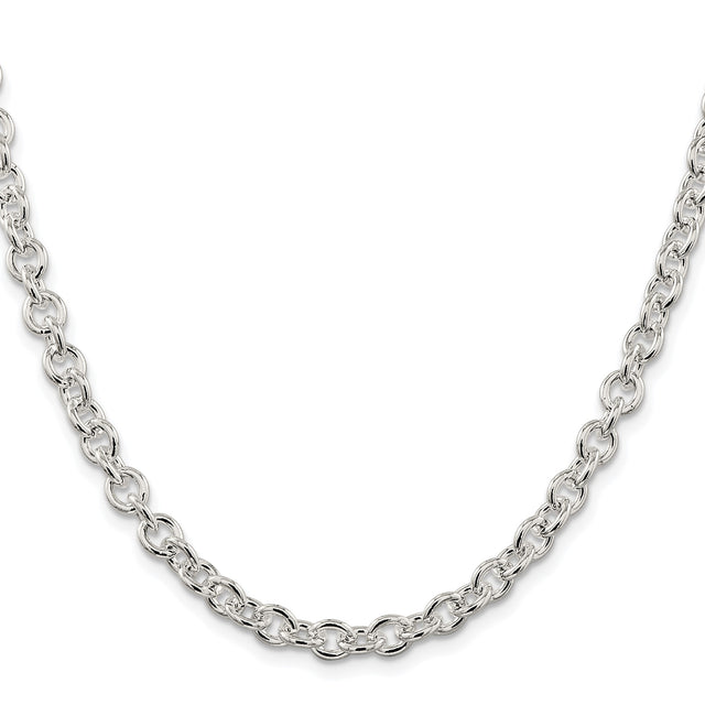 925 White Gold 6.1 mm Polished Chain Necklace