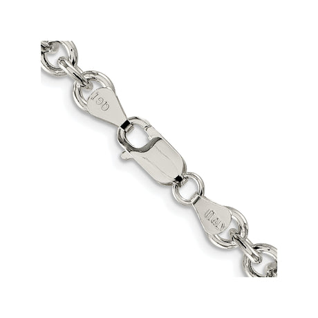 925 White Gold 6.1 mm Polished Chain Necklace alternate angle