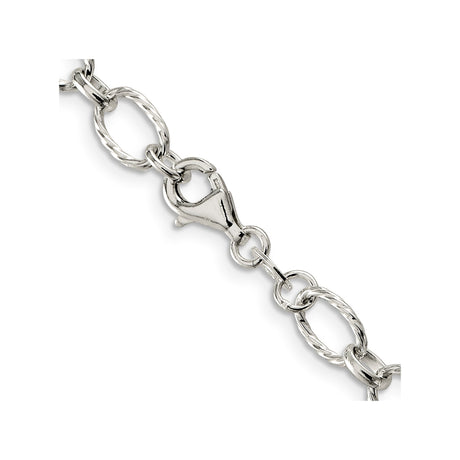 925 White Gold 6.1 mm Polished Chain Necklace, Solid alternate angle