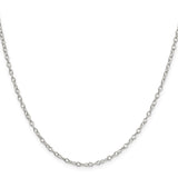 925 White Gold 2.25 mm Polished Chain Necklace, Solid