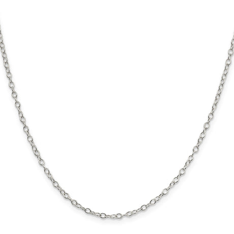 925 White Gold 2.25 mm Polished Chain Necklace, Solid