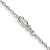 925 White Gold 2.25 mm Polished Chain Necklace, Solid alternate angle