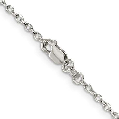 925 White Gold 2.25 mm Polished Chain Necklace, Solid alternate angle