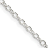925 White Gold 2.25 mm Polished Chain Necklace, Solid detail view