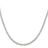 925 White Gold 3.75 mm Polished Chain Necklace, Solid