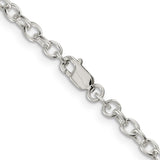 925 White Gold 3.75 mm Polished Chain Necklace, Solid alternate angle