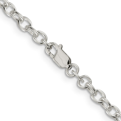 925 White Gold 3.75 mm Polished Chain Necklace, Solid alternate angle