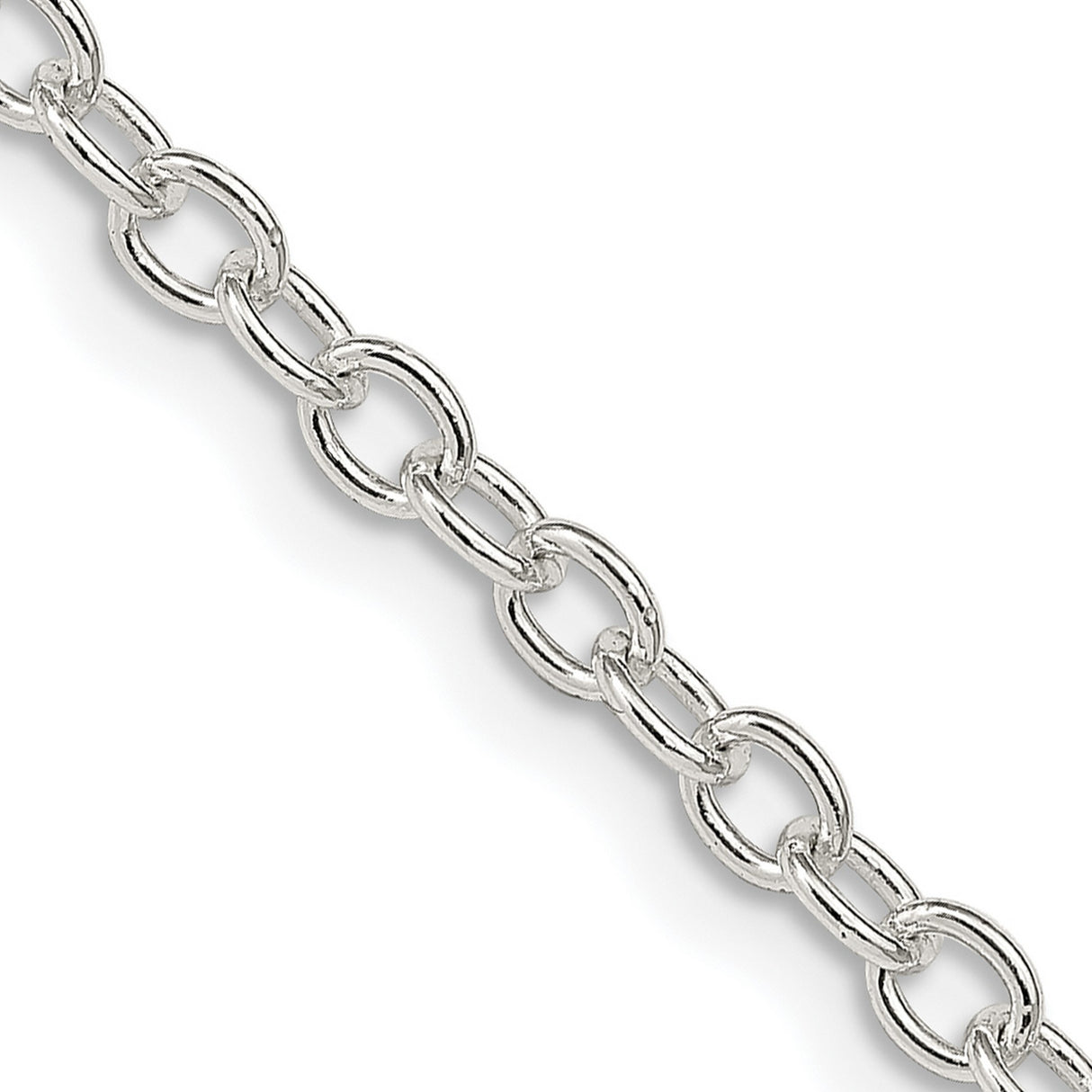 925 White Gold 3.75 mm Polished Chain Necklace, Solid detail view