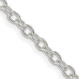 925 White Gold 3.75 mm Polished Chain Necklace, Solid detail view