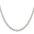 925 White Gold 5.3 mm Polished Chain Necklace, Solid