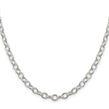 925 White Gold 5.3 mm Polished Chain Necklace, Solid