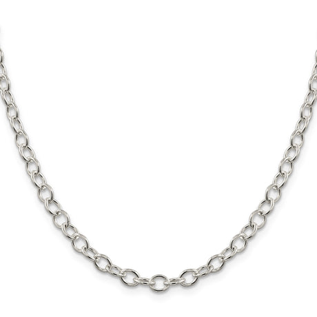 925 White Gold 5.3 mm Polished Chain Necklace, Solid