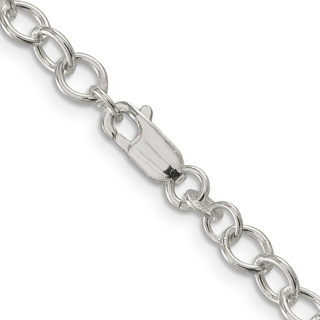 925 White Gold 5.3 mm Polished Chain Necklace, Solid alternate angle