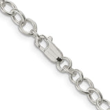 925 White Gold 5.3 mm Polished Chain Necklace, Solid alternate angle