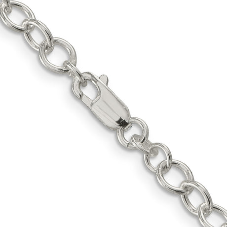 925 White Gold 5.3 mm Polished Chain Necklace, Solid alternate angle