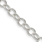 925 White Gold 5.3 mm Polished Chain Necklace, Solid detail view