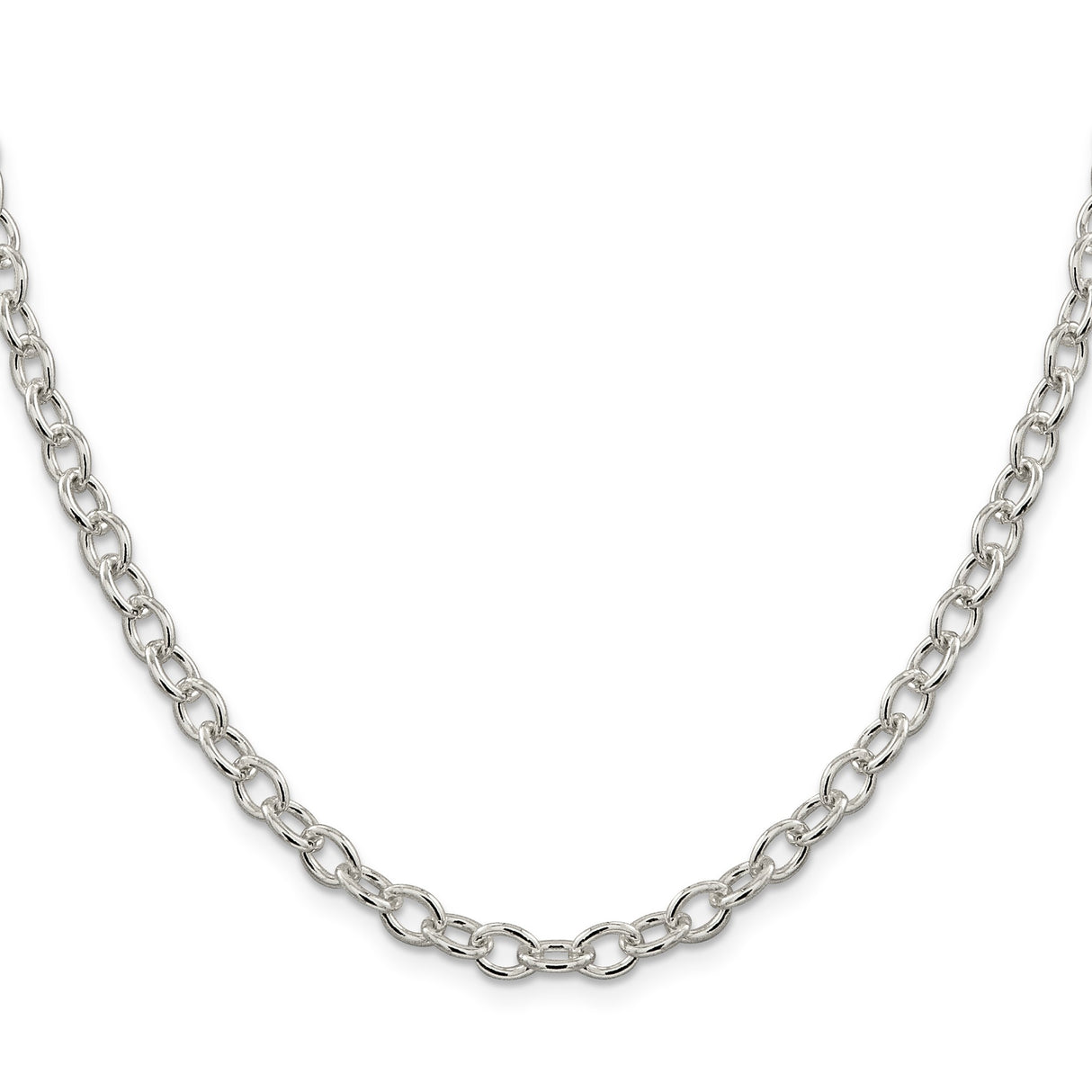 925 White Gold 5.75 mm Polished Chain Necklace, Solid