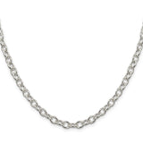925 White Gold 5.75 mm Polished Chain Necklace, Solid