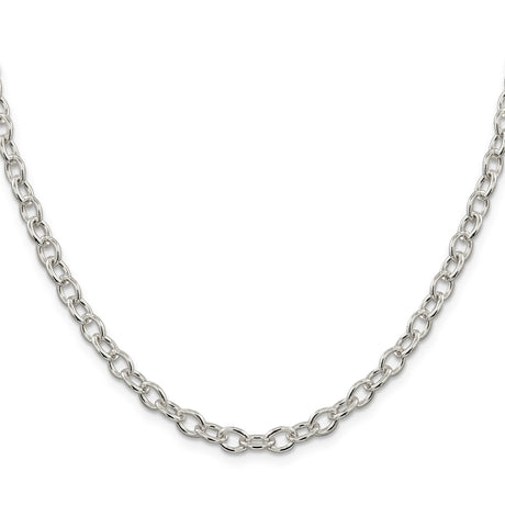 925 White Gold 5.75 mm Polished Chain Necklace, Solid