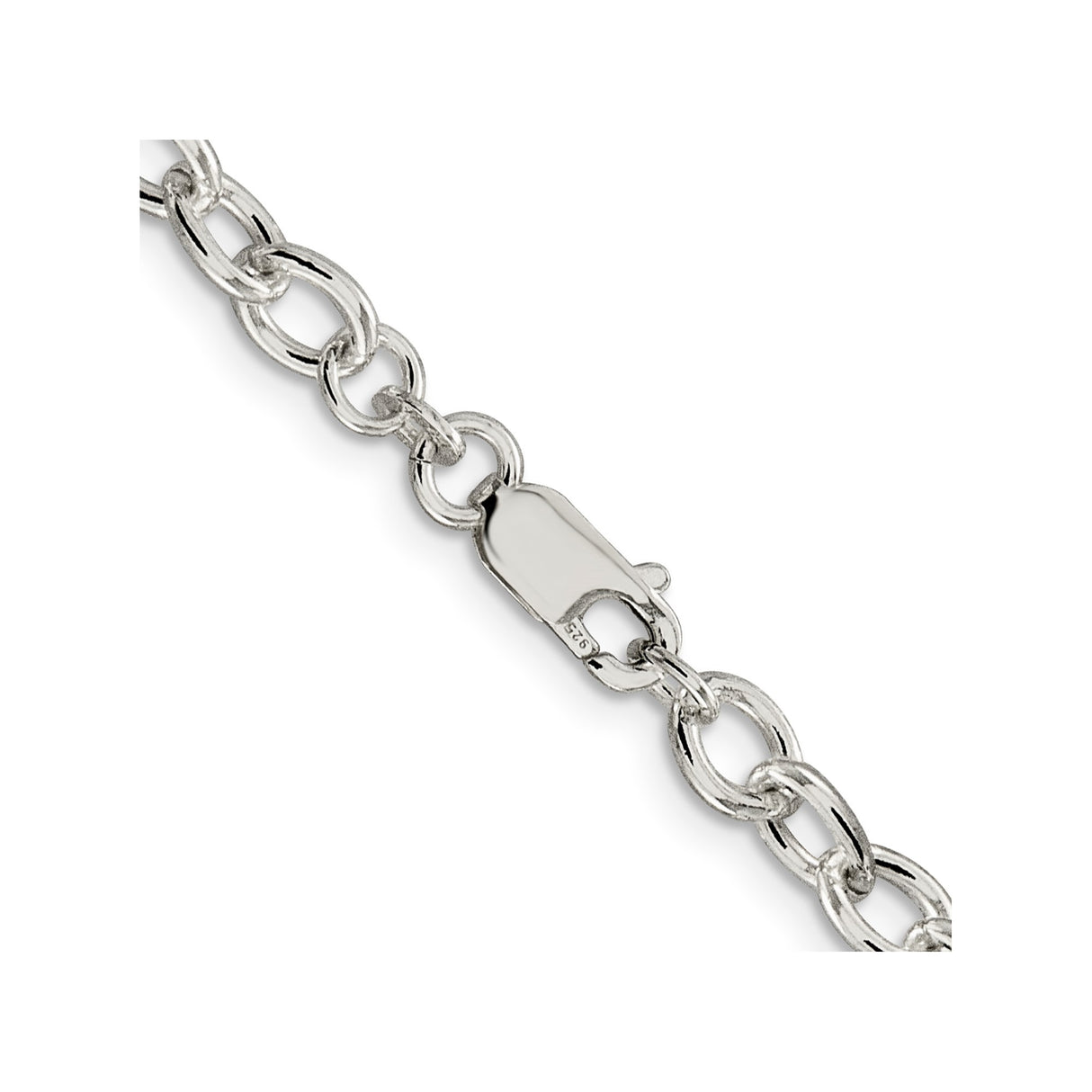 925 White Gold 5.75 mm Polished Chain Necklace, Solid alternate angle