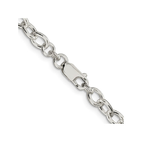 925 White Gold 5.75 mm Polished Chain Necklace, Solid alternate angle