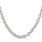 925 White Gold 6.8 mm Polished Chain Necklace, Solid