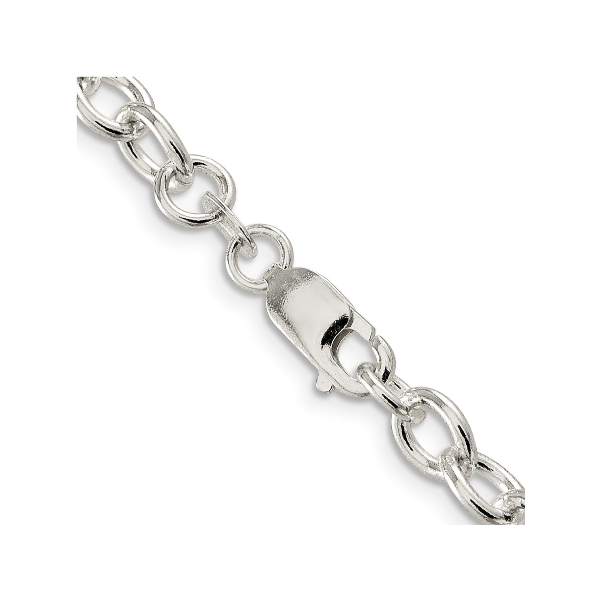 925 White Gold 6.8 mm Polished Chain Necklace, Solid alternate angle