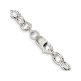 925 White Gold 6.8 mm Polished Chain Necklace, Solid alternate angle