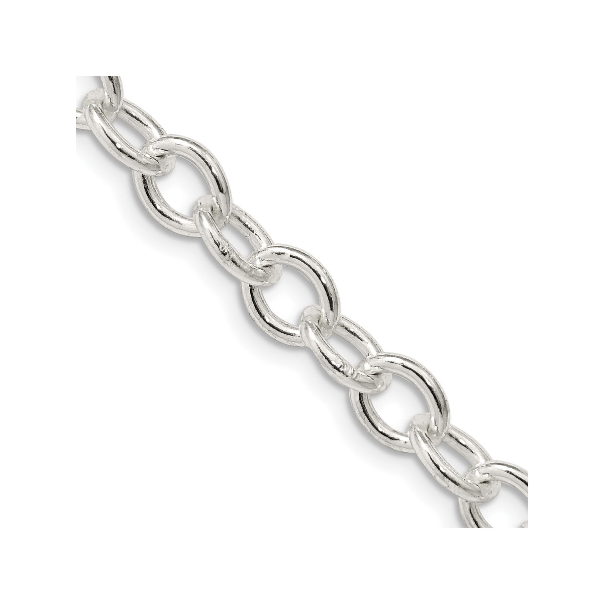 925 White Gold 6.8 mm Polished Chain Necklace, Solid detail view