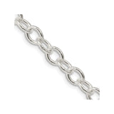 925 White Gold 6.8 mm Polished Chain Necklace, Solid detail view