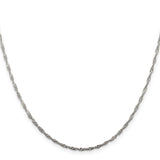 925 White Gold 1.75 mm Singapore Chain Necklace, Polished