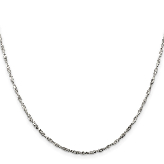 925 White Gold 1.75 mm Singapore Chain Necklace, Polished
