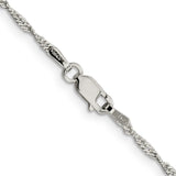 925 White Gold 1.75 mm Singapore Chain Necklace, Polished alternate angle