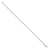 925 White Gold 1.75 mm Singapore Chain Anklet, Polished