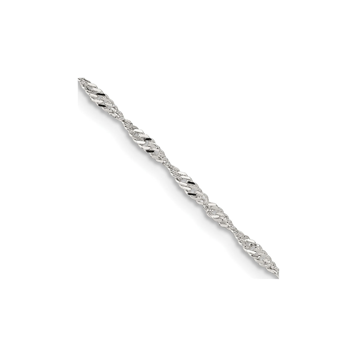 925 White Gold 1.75 mm Singapore Chain Necklace, Polished alternate angle