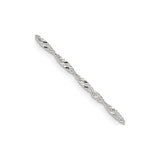 925 White Gold 1.75 mm Singapore Chain Necklace, Polished alternate angle