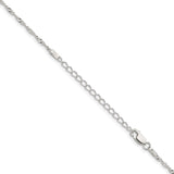 925 White Gold 1.75 mm Singapore Chain Necklace, Polished detail view