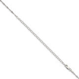 925 White Gold 1.75 mm Singapore Chain Necklace, Polished detail view