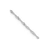 925 White Gold 1.75 mm Singapore Chain Necklace, Polished detail view