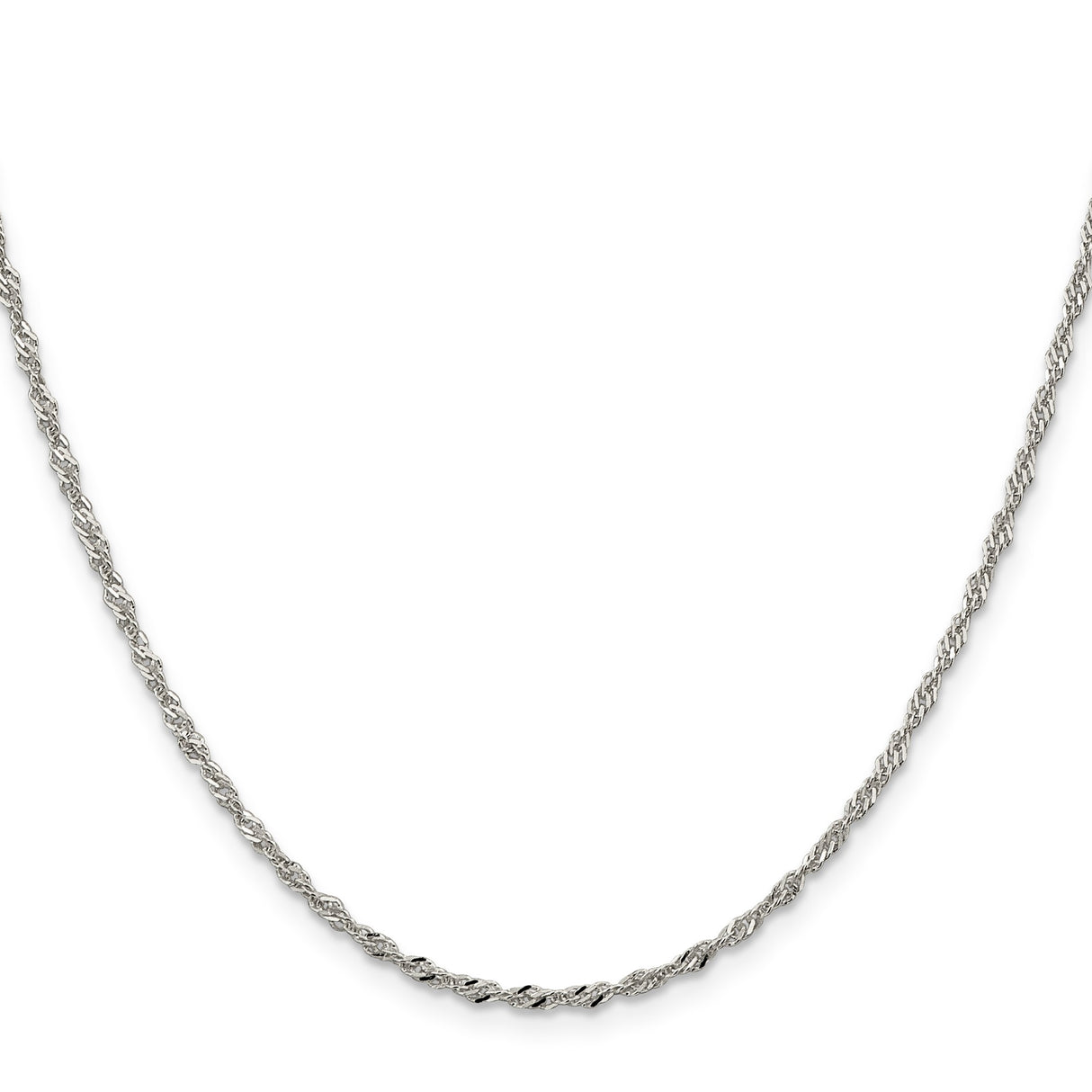925 White Gold 2 mm Singapore Chain Necklace, Polished
