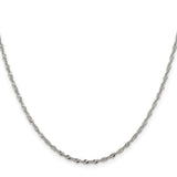 925 White Gold 2 mm Singapore Chain Necklace, Polished