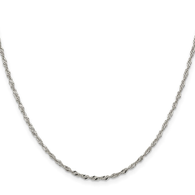 925 White Gold 2 mm Singapore Chain Necklace, Polished