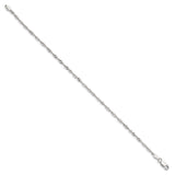 925 White Gold 2 mm Singapore Chain Anklet, Polished