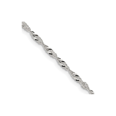 925 White Gold 2 mm Singapore Chain Necklace, Polished alternate angle